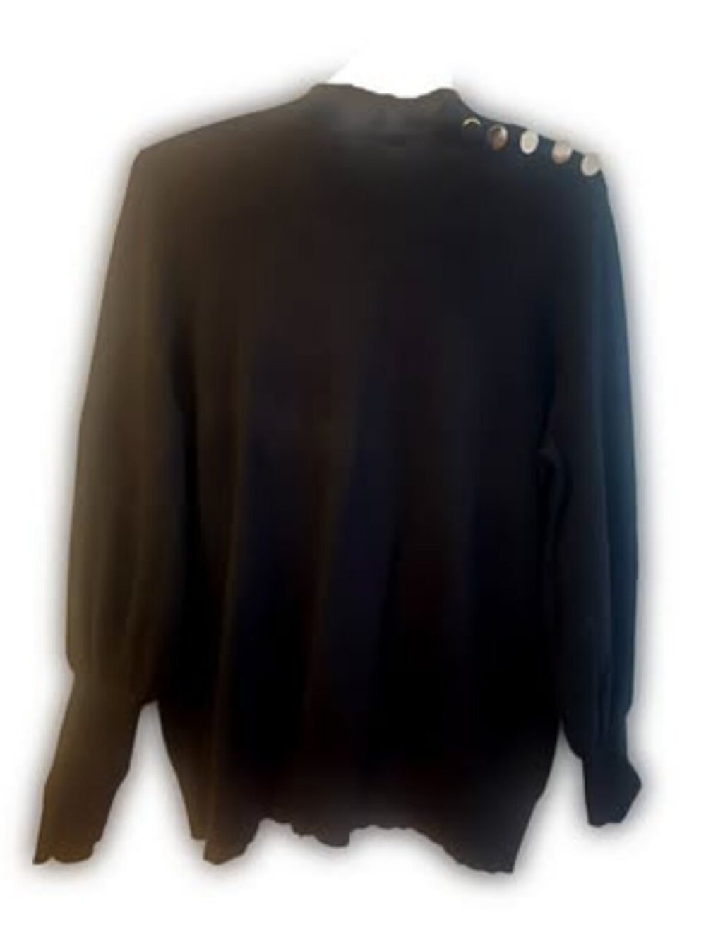 Melanie Lyne Black Sweater with Gold Button Detail